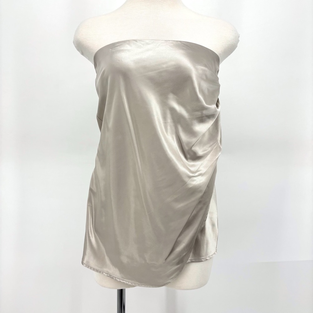 Rachel Zoe NWT Champagne Satin Wrap Accent Strapless Blouse, XS